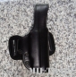 Preview: Holster für Walther P5 von AKAH Leder schwarz. Kaum bis unbenutzter Kripo Lagerbestand. Gürtelholster breite Koppelplatte