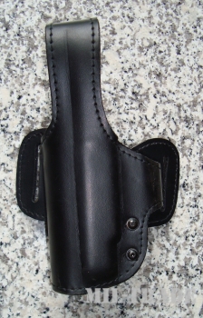 Holster für Walther P5 von AKAH Leder schwarz. Kaum bis unbenutzter Kripo Lagerbestand. Gürtelholster breite Koppelplatte