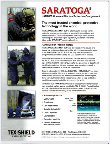 US blauer ABC Schutzanzug Chemical Protective Garment SARATOGA® 2-teilig in OVP
