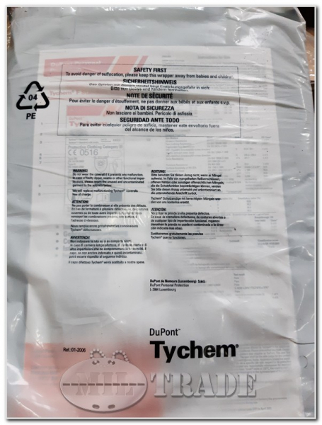 ABC Schutz Anzug Overall DuPont™ Tychem® F, Modell CHA5 Kat. III, Typ 3B, 4, 5, 6 in OVP